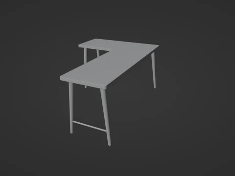 Wooden Corner Desk For Bedroom Modern Simple 3D Model