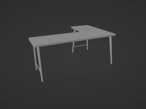 Wooden Corner Desk For Bedroom Modern Simple 3D Model