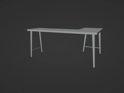 Wooden Corner Desk For Bedroom Modern Simple 3D Model