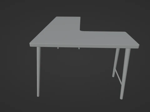 Wooden Corner Desk For Bedroom Modern Simple 3D Model