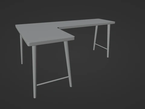 Wooden Corner Desk For Bedroom Modern Simple 3D Model