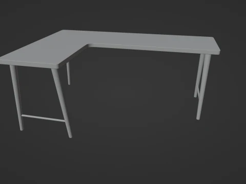 Wooden Corner Desk For Bedroom Modern Simple 3D Model