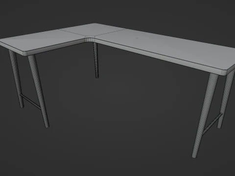 Wooden Corner Desk For Bedroom Modern Simple 3D Model