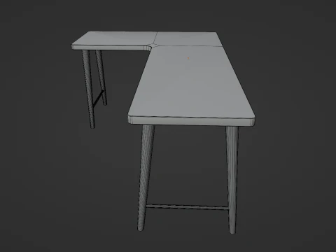 Wooden Corner Desk For Bedroom Modern Simple 3D Model