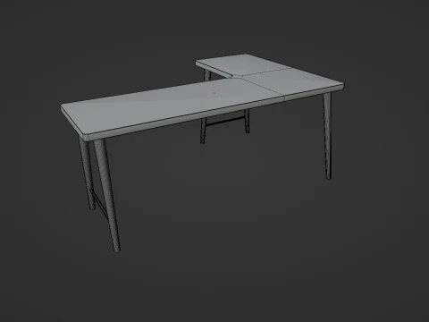 Wooden Corner Desk For Bedroom Modern Simple 3D Model