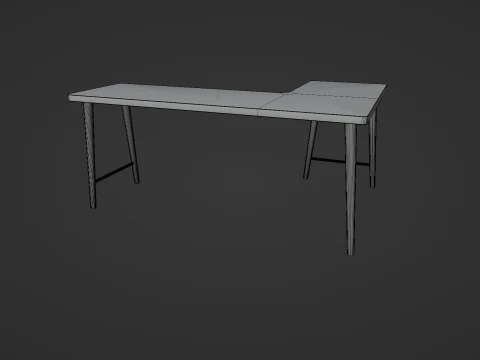 Wooden Corner Desk For Bedroom Modern Simple 3D Model
