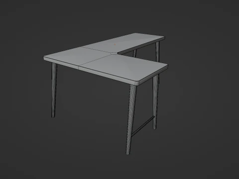 Wooden Corner Desk For Bedroom Modern Simple 3D Model