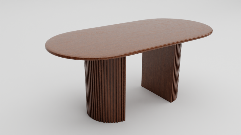 Elegant Oval Wooden Dining Table 3D Model .c4d .max .obj .3ds .fbx .stl .blend
