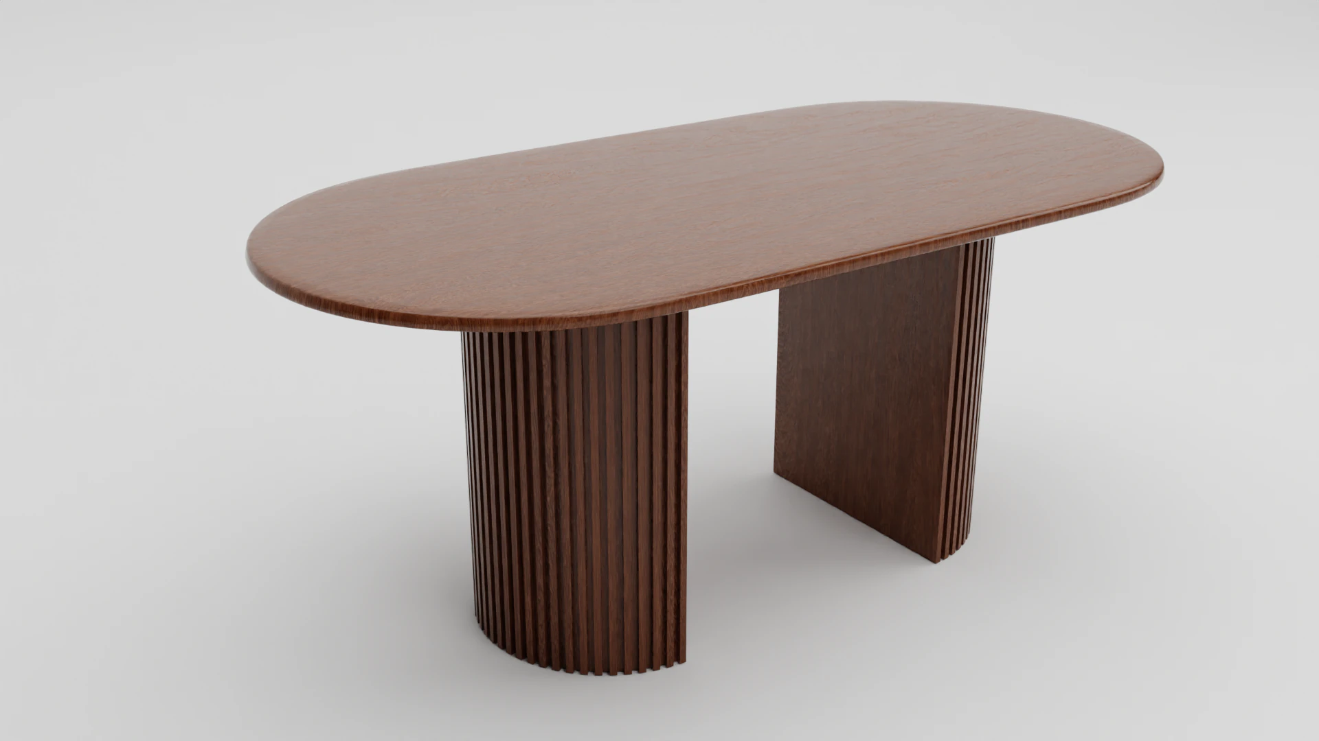 Elegant Oval Wooden Dining Table 3D Model .c4d .max .obj .3ds .fbx .stl .blend 