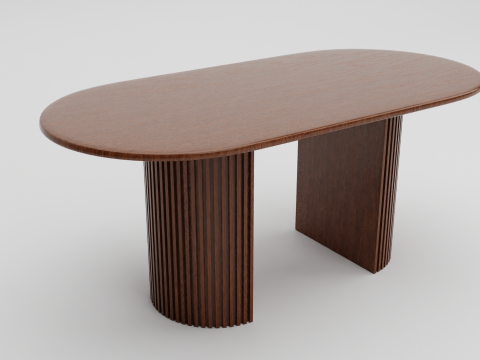 Elegant Oval Wooden Dining Table 3D Модель