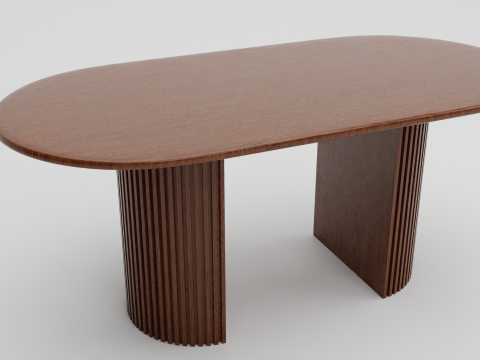 Elegant Oval Wooden Dining Table 3D Model