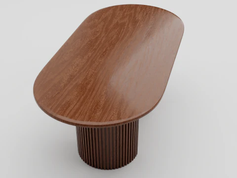Elegant Oval Wooden Dining Table 3D Model