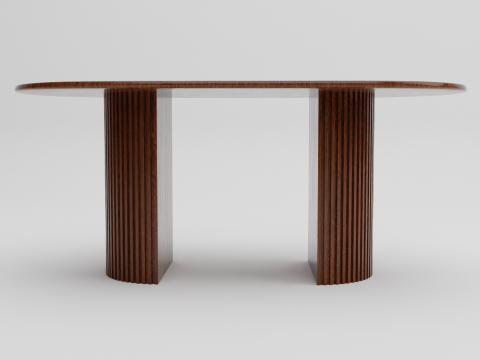 Elegant Oval Wooden Dining Table 3D Model