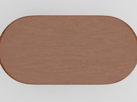 Elegant Oval Wooden Dining Table 3D Model