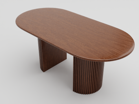 Elegant Oval Wooden Dining Table 3D Model