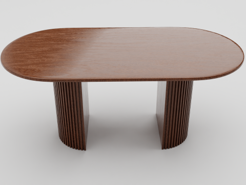 Elegant Oval Wooden Dining Table 3D Model