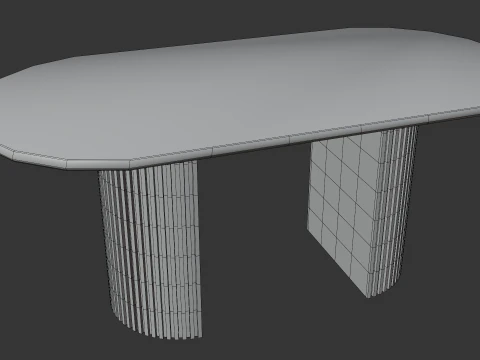 Elegant Oval Wooden Dining Table 3D Model