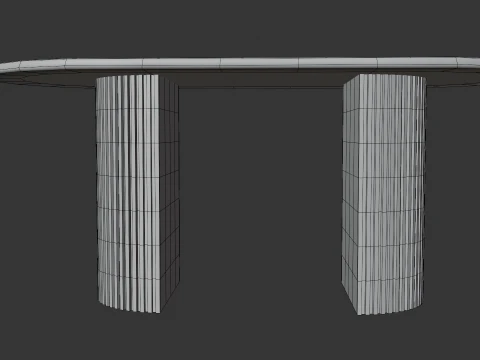 Elegant Oval Wooden Dining Table 3D Model