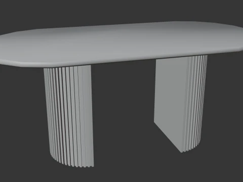 Elegant Oval Wooden Dining Table 3D Model