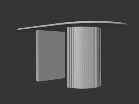 Elegant Oval Wooden Dining Table 3D Model