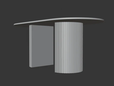 Elegant Oval Wooden Dining Table 3D Model