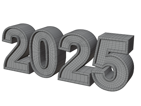 3D Year 2025 Numbers Design 3D 모델