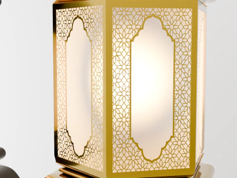 Elegant Ramadan Eid Lantern Set Black and Gold Low-poly 3D Model