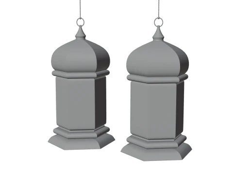 Elegant Ramadan Eid Lantern Set Black and Gold Low-poly 3D Model
