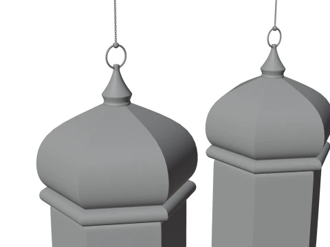 Elegant Ramadan Eid Lantern Set Black and Gold Low-poly 3D Model
