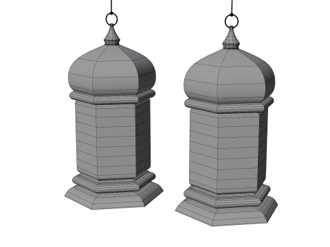 Elegant Ramadan Eid Lantern Set Black and Gold Low-poly 3Dモデル