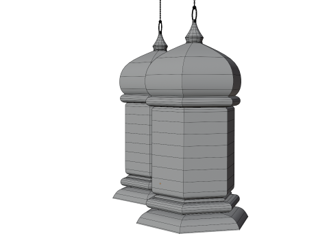 Elegant Ramadan Eid Lantern Set Black and Gold Low-poly 3Dモデル