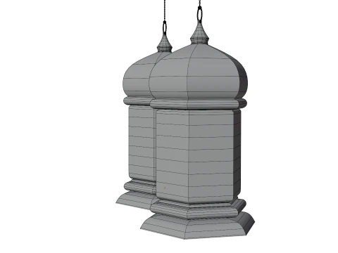 Elegant Ramadan Eid Lantern Set Black and Gold Low-poly 3D Model