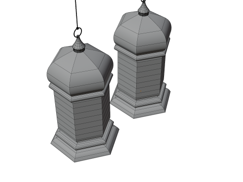 Elegant Ramadan Eid Lantern Set Black and Gold Low-poly 3Dモデル