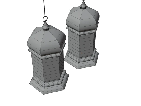 Elegant Ramadan Eid Lantern Set Black and Gold Low-poly 3D Model