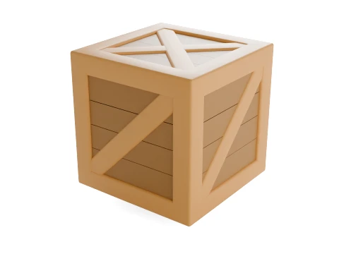 Stylized Cartoon Wooden Crate Low-poly 3D Model