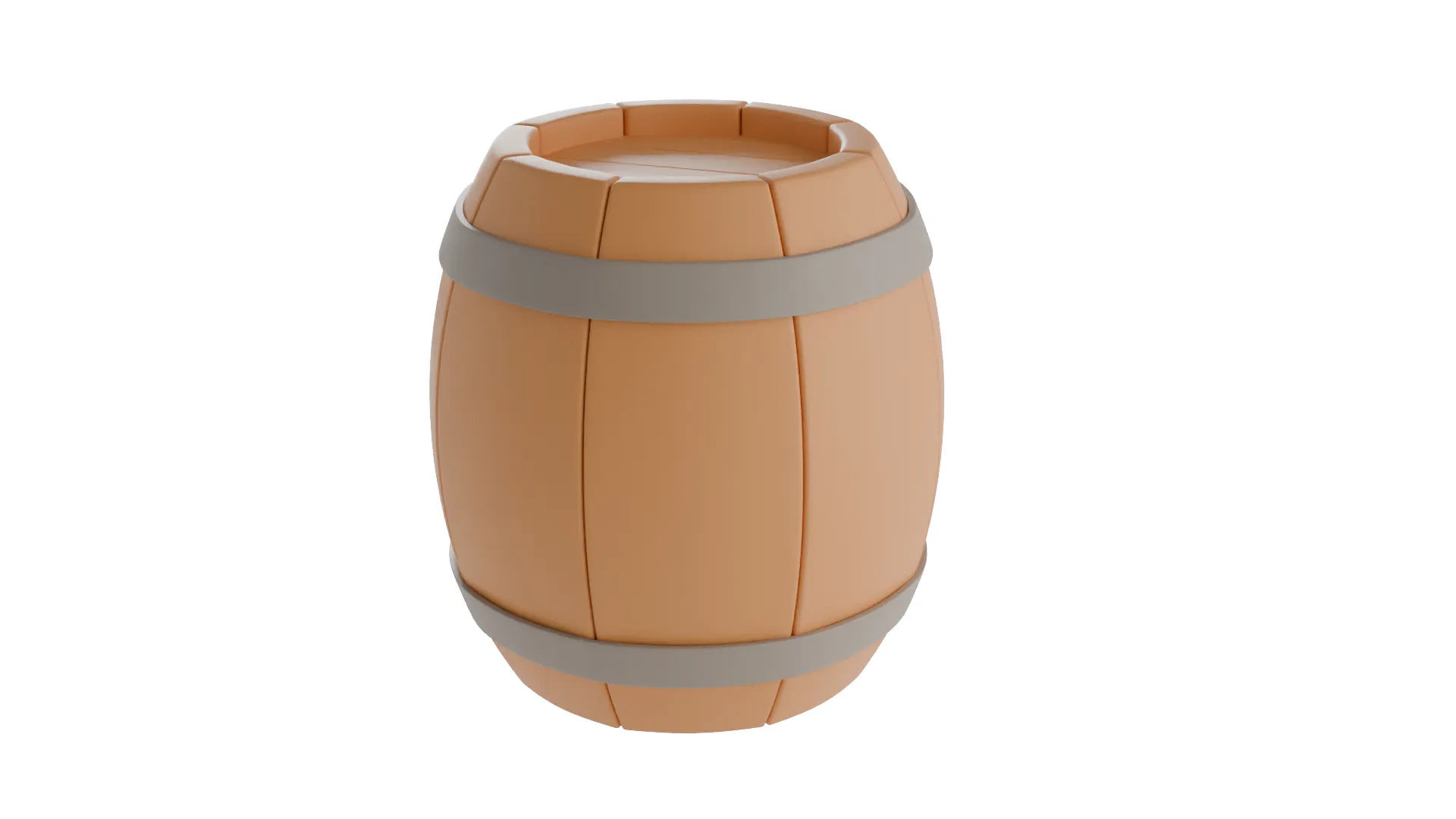 High Detail Stylized Wooden Barrel low poly Low-poly 3D Model .c4d .max .obj .3ds .fbx .stl .blend 