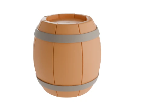 High Detail Stylized Wooden Barrel low poly Low-poly 3D Model