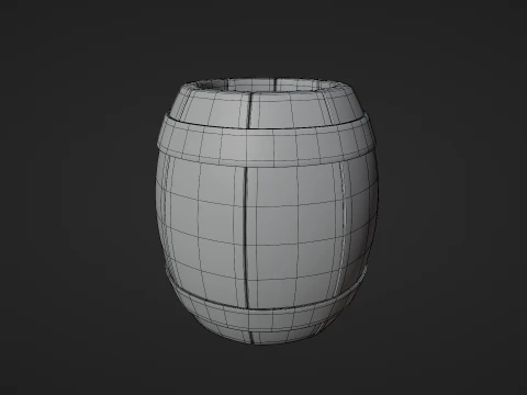 High Detail Stylized Wooden Barrel low poly Low-poly 3D Model