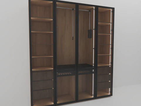 प्रकाश व्यवस्था के साथ आधुनिक मचान कोठरी 3D मॉडल