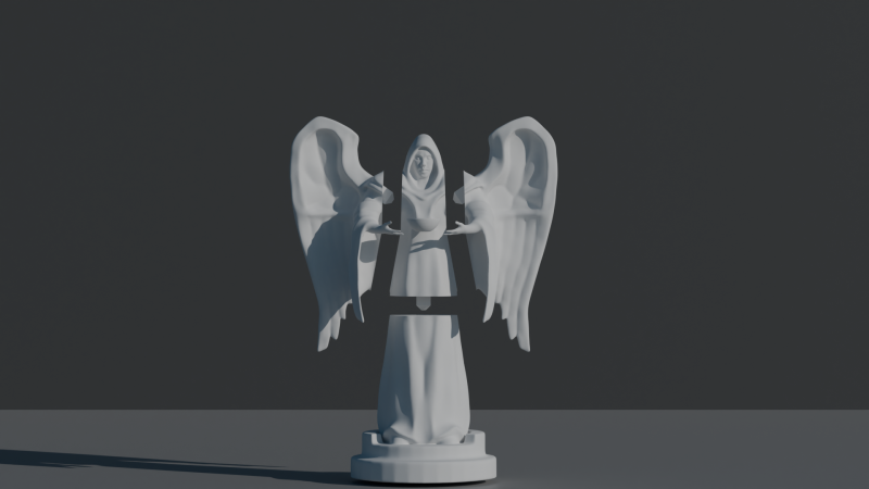 Statue of a monk with wings 3D Print Model .c4d .max .obj .3ds .fbx .stl .blend 