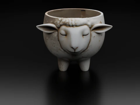 Porta-canetas de ovelha Organizador de mesa de animais fofos para crian&ccedil;as e adultos Modelo de impress&atilde;o 3D de baixo poli Modelo de Impressão 3D