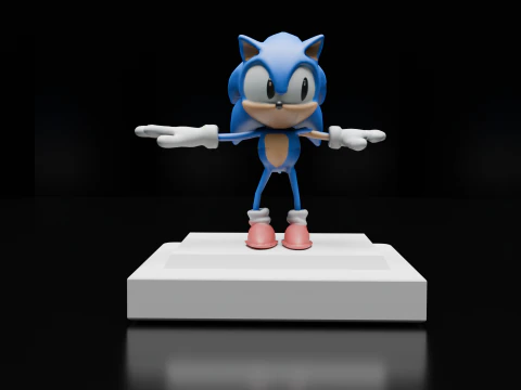 Sonic Fan Art 3D Print Modelo de impress&atilde;o 3D low-poly Modelo de Impressão 3D