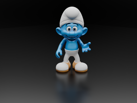 Smurf Inspired Toy Figure 3D Printable Low-poly 3D print model 3D Print Model