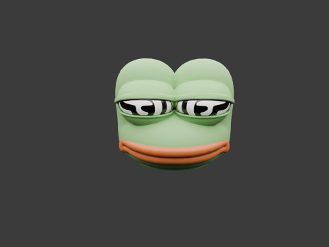 Pepe Frog Head Low-poly 3D print model 3D 프린트 모델