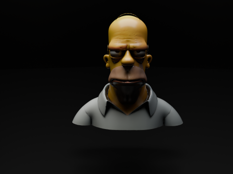 Homer Simpson Stylized Bust 3D Print Model STL Low-poly 3D print model 3Dプリントモデル