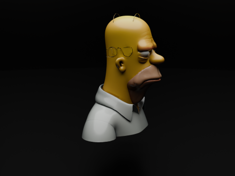 Homer Simpson Stylized Bust 3D Print Model STL Low-poly 3D print model 3Dプリントモデル