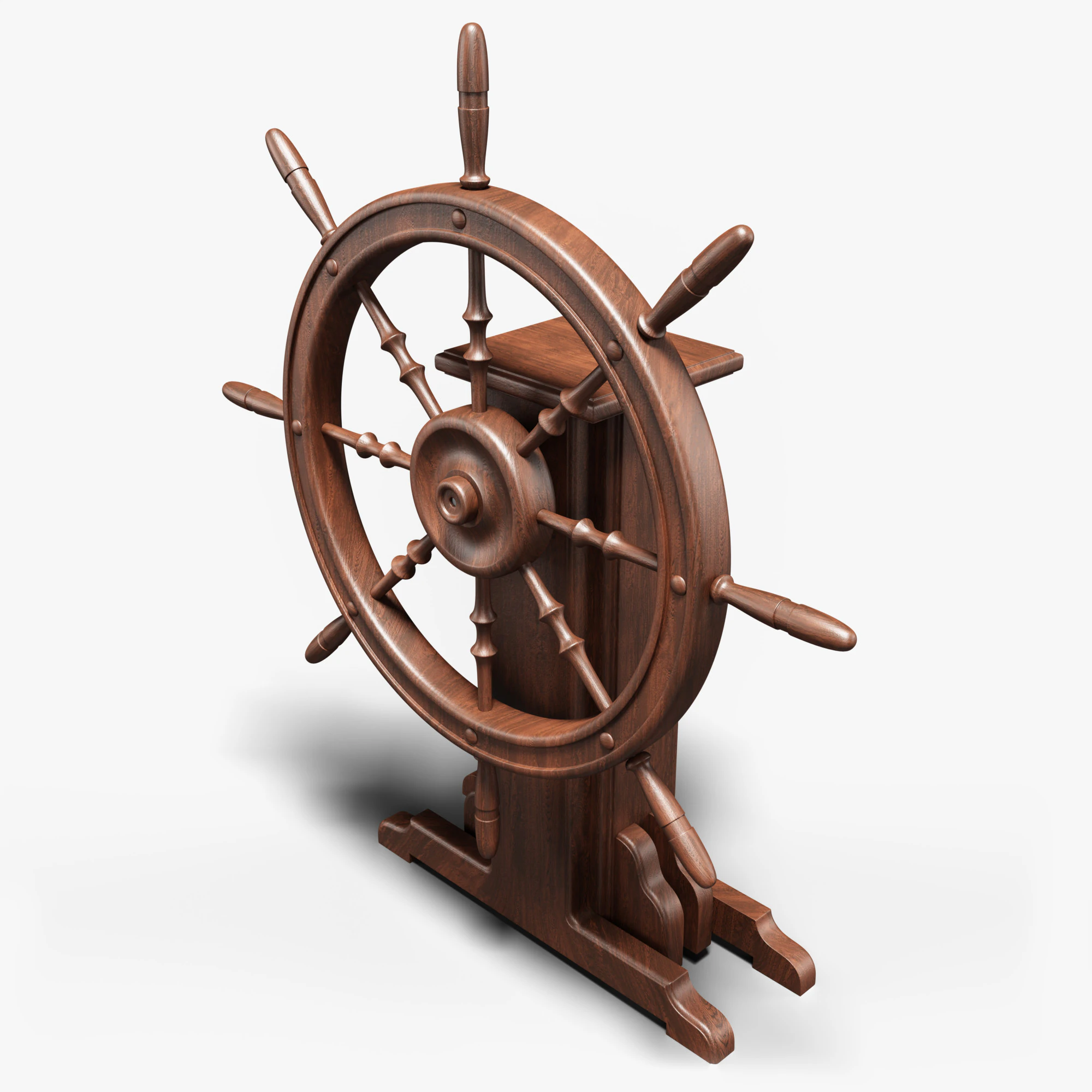 Old Ship Wheel 3D Model .c4d .max .obj .3ds .fbx .stl .blend 