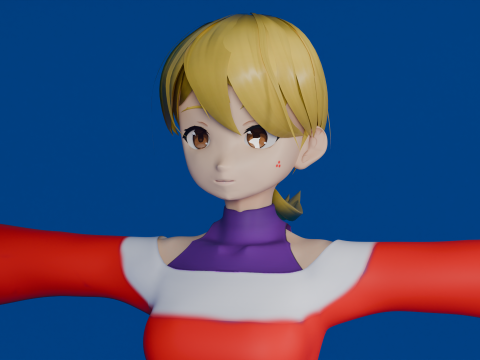 Anime Style 3D Girl Character Model Stylized Cartoon Model for Games and Animation 3D Model