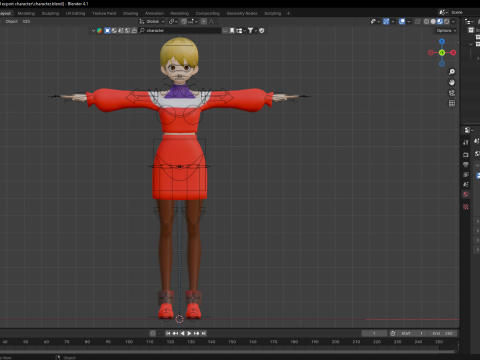 Anime Style 3D Girl Character Model Stylized Cartoon Model for Games and Animation 3D Model