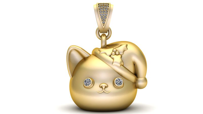 3D Cat Pendant 3D Print Model .c4d .max .obj .3ds .fbx .stl .blend 